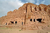 Petra - the sun of the sunset illuminates the magnificent Royal Tombs 